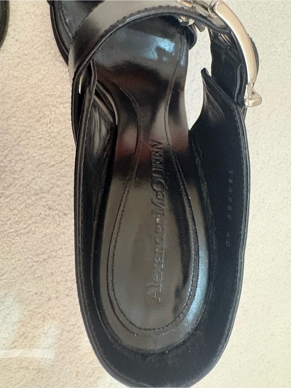 Alexander McQueen Black Leather Platform Buckle Heels - Picture 6 of 14